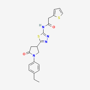 N-{5-[1-(4-ethylphenyl)-5-oxopyrrolidin-3-yl]-1,3,4-thiadiazol-2-yl}-2-(thiophen-2-yl)acetamide