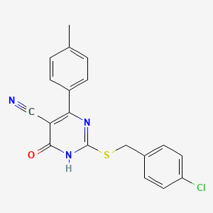 2-{[(4-Chlorophenyl)methyl]sulfanyl}-4-(4-methylphenyl)-6-oxo-1,6-dihydropyrimidine-5-carbonitrile