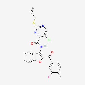 molecular formula C24H17ClFN3O3S B11378390 5-chloro-N-{2-[(3-fluoro-4-methylphenyl)carbonyl]-1-benzofuran-3-yl}-2-(prop-2-en-1-ylsulfanyl)pyrimidine-4-carboxamide 