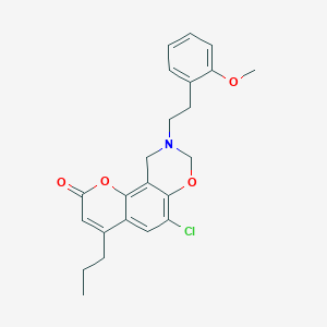 molecular formula C23H24ClNO4 B11378395 6-chloro-9-[2-(2-methoxyphenyl)ethyl]-4-propyl-9,10-dihydro-2H,8H-chromeno[8,7-e][1,3]oxazin-2-one 