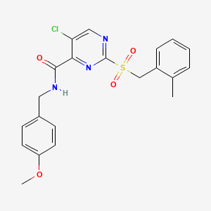 molecular formula C21H20ClN3O4S B11378422 5-chloro-N-(4-methoxybenzyl)-2-[(2-methylbenzyl)sulfonyl]pyrimidine-4-carboxamide 