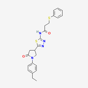 N-{5-[1-(4-ethylphenyl)-5-oxopyrrolidin-3-yl]-1,3,4-thiadiazol-2-yl}-3-(phenylsulfanyl)propanamide