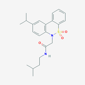 molecular formula C22H28N2O3S B11378508 2-(9-isopropyl-5,5-dioxido-6H-dibenzo[c,e][1,2]thiazin-6-yl)-N-(3-methylbutyl)acetamide 