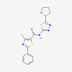 molecular formula C17H16N4O2S2 B11378549 4-methyl-2-phenyl-N-[(2E)-5-(tetrahydrofuran-2-yl)-1,3,4-thiadiazol-2(3H)-ylidene]-1,3-thiazole-5-carboxamide 