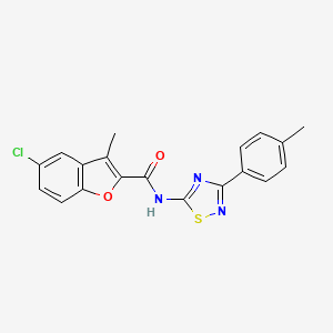 molecular formula C19H14ClN3O2S B11378550 5-chloro-3-methyl-N-[3-(4-methylphenyl)-1,2,4-thiadiazol-5-yl]-1-benzofuran-2-carboxamide 