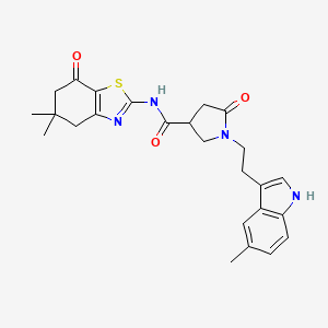 N-(5,5-dimethyl-7-oxo-4,5,6,7-tetrahydro-1,3-benzothiazol-2-yl)-1-[2-(5-methyl-1H-indol-3-yl)ethyl]-5-oxopyrrolidine-3-carboxamide