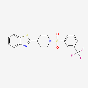 molecular formula C19H17F3N2O2S2 B11378635 2-[1-[3-(Trifluoromethyl)phenyl]sulfonylpiperidin-4-yl]-1,3-benzothiazole 