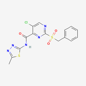 molecular formula C15H12ClN5O3S2 B11378636 2-(benzylsulfonyl)-5-chloro-N-(5-methyl-1,3,4-thiadiazol-2-yl)pyrimidine-4-carboxamide 