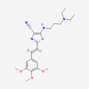 molecular formula C22H30N4O4 B11378651 5-{[3-(diethylamino)propyl]amino}-2-[(E)-2-(3,4,5-trimethoxyphenyl)ethenyl]-1,3-oxazole-4-carbonitrile 