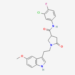 N-(3-chloro-4-fluorophenyl)-1-[2-(5-methoxy-1H-indol-3-yl)ethyl]-5-oxopyrrolidine-3-carboxamide