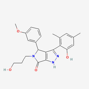 molecular formula C23H25N3O4 B11378780 3-(2-hydroxy-4,6-dimethylphenyl)-5-(3-hydroxypropyl)-4-(3-methoxyphenyl)-4,5-dihydropyrrolo[3,4-c]pyrazol-6(1H)-one 