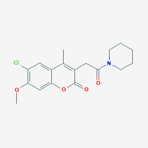 6-chloro-7-methoxy-4-methyl-3-[2-oxo-2-(piperidin-1-yl)ethyl]-2H-chromen-2-one