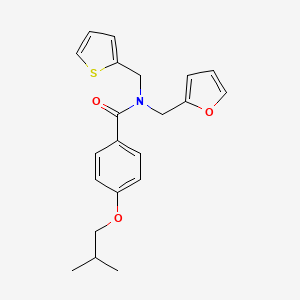 N-(furan-2-ylmethyl)-4-(2-methylpropoxy)-N-(thiophen-2-ylmethyl)benzamide