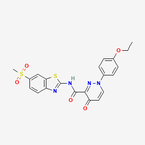 molecular formula C21H18N4O5S2 B11378824 1-(4-ethoxyphenyl)-N-[6-(methylsulfonyl)-1,3-benzothiazol-2-yl]-4-oxo-1,4-dihydropyridazine-3-carboxamide 