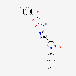 N-{5-[1-(4-ethylphenyl)-5-oxopyrrolidin-3-yl]-1,3,4-thiadiazol-2-yl}-2-[(4-methylphenyl)sulfonyl]acetamide