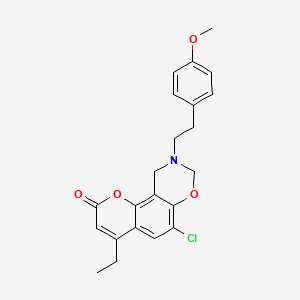 molecular formula C22H22ClNO4 B11378841 6-chloro-4-ethyl-9-[2-(4-methoxyphenyl)ethyl]-9,10-dihydro-2H,8H-chromeno[8,7-e][1,3]oxazin-2-one 