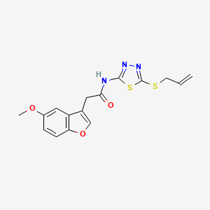 molecular formula C16H15N3O3S2 B11378883 2-(5-methoxy-1-benzofuran-3-yl)-N-[5-(prop-2-en-1-ylsulfanyl)-1,3,4-thiadiazol-2-yl]acetamide 