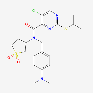 molecular formula C21H27ClN4O3S2 B11378948 5-chloro-N-[4-(dimethylamino)benzyl]-N-(1,1-dioxidotetrahydrothiophen-3-yl)-2-(propan-2-ylsulfanyl)pyrimidine-4-carboxamide 