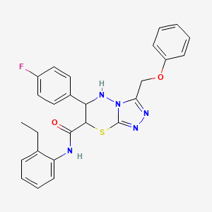 molecular formula C26H24FN5O2S B11379006 N-(2-ethylphenyl)-6-(4-fluorophenyl)-3-(phenoxymethyl)-6,7-dihydro-5H-[1,2,4]triazolo[3,4-b][1,3,4]thiadiazine-7-carboxamide 