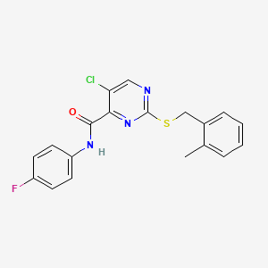 molecular formula C19H15ClFN3OS B11379011 5-chloro-N-(4-fluorophenyl)-2-[(2-methylbenzyl)sulfanyl]pyrimidine-4-carboxamide 