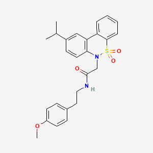 molecular formula C26H28N2O4S B11379045 2-(9-isopropyl-5,5-dioxido-6H-dibenzo[c,e][1,2]thiazin-6-yl)-N-[2-(4-methoxyphenyl)ethyl]acetamide 