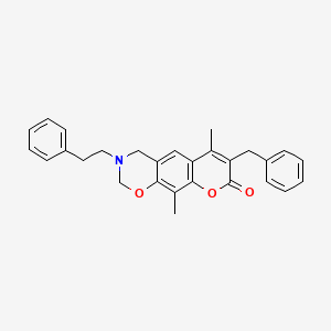 7-benzyl-6,10-dimethyl-3-(2-phenylethyl)-3,4-dihydro-2H,8H-chromeno[6,7-e][1,3]oxazin-8-one