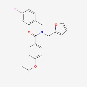 molecular formula C22H22FNO3 B11379066 N-(4-fluorobenzyl)-N-(furan-2-ylmethyl)-4-(propan-2-yloxy)benzamide 