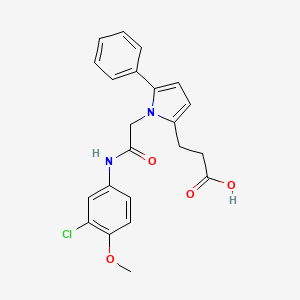 molecular formula C22H21ClN2O4 B11379075 3-(1-{2-[(3-chloro-4-methoxyphenyl)amino]-2-oxoethyl}-5-phenyl-1H-pyrrol-2-yl)propanoic acid 