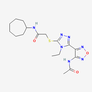 2-({5-[4-(acetylamino)-1,2,5-oxadiazol-3-yl]-4-ethyl-4H-1,2,4-triazol-3-yl}sulfanyl)-N-cycloheptylacetamide