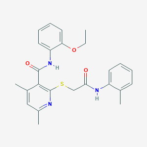 molecular formula C25H27N3O3S B11379124 N-(2-ethoxyphenyl)-4,6-dimethyl-2-({2-[(2-methylphenyl)amino]-2-oxoethyl}sulfanyl)pyridine-3-carboxamide 