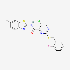 5-chloro-2-[(2-fluorobenzyl)sulfanyl]-N-(6-methyl-1,3-benzothiazol-2-yl)pyrimidine-4-carboxamide