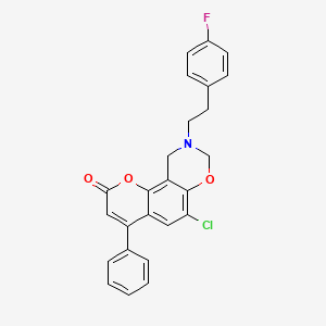 6-chloro-9-[2-(4-fluorophenyl)ethyl]-4-phenyl-9,10-dihydro-2H,8H-chromeno[8,7-e][1,3]oxazin-2-one