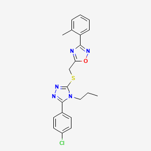 5-({[5-(4-chlorophenyl)-4-propyl-4H-1,2,4-triazol-3-yl]sulfanyl}methyl)-3-(2-methylphenyl)-1,2,4-oxadiazole