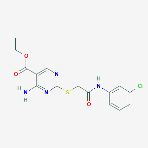 Ethyl 4-amino-2-({2-[(3-chlorophenyl)amino]-2-oxoethyl}sulfanyl)pyrimidine-5-carboxylate