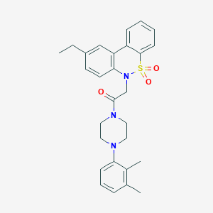 molecular formula C28H31N3O3S B11379219 1-[4-(2,3-Dimethylphenyl)-1-piperazinyl]-2-(9-ethyl-5,5-dioxido-6H-dibenzo[C,E][1,2]thiazin-6-YL)ethanone 