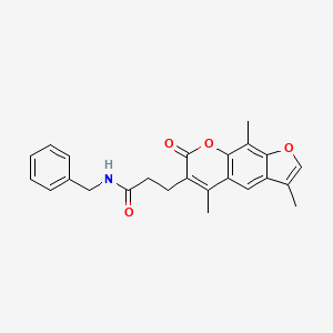 molecular formula C24H23NO4 B11379230 N-Benzyl-3-{3,5,9-trimethyl-7-oxo-7H-furo[3,2-G]chromen-6-YL}propanamide 