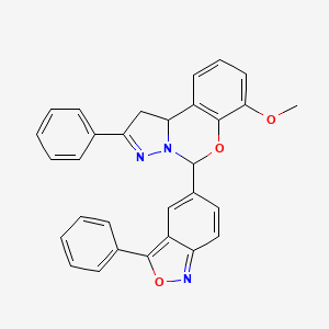 molecular formula C30H23N3O3 B11379234 7-Methoxy-2-phenyl-5-(3-phenyl-2,1-benzisoxazol-5-yl)-1,10b-dihydropyrazolo[1,5-c][1,3]benzoxazine 