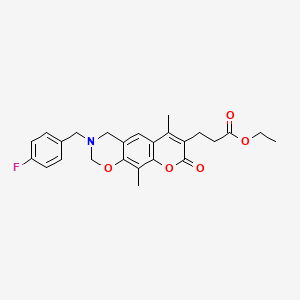 Ethyl 3-(3-(4-fluorobenzyl)-6,10-dimethyl-8-oxo-2,3,4,8-tetrahydrochromeno[6,7-e][1,3]oxazin-7-yl)propanoate