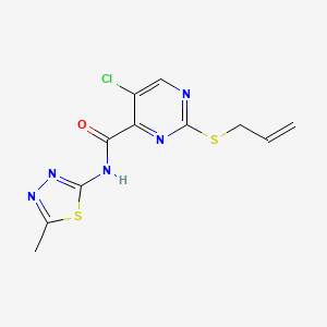 molecular formula C11H10ClN5OS2 B11379280 5-chloro-N-(5-methyl-1,3,4-thiadiazol-2-yl)-2-(prop-2-en-1-ylsulfanyl)pyrimidine-4-carboxamide 