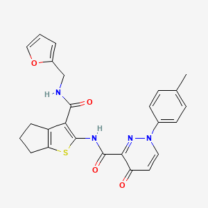 molecular formula C25H22N4O4S B11379466 N-{3-[(furan-2-ylmethyl)carbamoyl]-5,6-dihydro-4H-cyclopenta[b]thiophen-2-yl}-1-(4-methylphenyl)-4-oxo-1,4-dihydropyridazine-3-carboxamide 