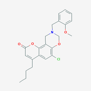 molecular formula C23H24ClNO4 B11379517 4-butyl-6-chloro-9-(2-methoxybenzyl)-9,10-dihydro-2H,8H-chromeno[8,7-e][1,3]oxazin-2-one 