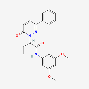 molecular formula C22H23N3O4 B11379525 N-(3,5-dimethoxyphenyl)-2-(6-oxo-3-phenylpyridazin-1(6H)-yl)butanamide 