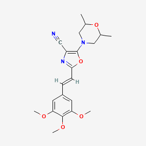 5-(2,6-dimethylmorpholin-4-yl)-2-[(E)-2-(3,4,5-trimethoxyphenyl)ethenyl]-1,3-oxazole-4-carbonitrile