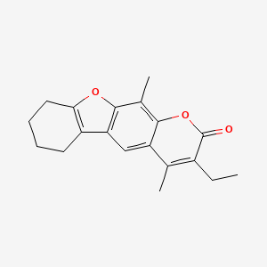 molecular formula C19H20O3 B11379593 3-ethyl-4,11-dimethyl-6,7,8,9-tetrahydro-2H-[1]benzofuro[3,2-g]chromen-2-one 