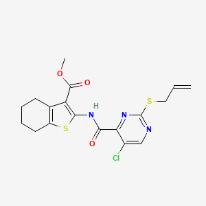 molecular formula C18H18ClN3O3S2 B11379649 Methyl 2-({[5-chloro-2-(prop-2-en-1-ylsulfanyl)pyrimidin-4-yl]carbonyl}amino)-4,5,6,7-tetrahydro-1-benzothiophene-3-carboxylate 