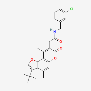 2-(3-tert-butyl-4,9-dimethyl-7-oxo-7H-furo[2,3-f]chromen-8-yl)-N-(3-chlorobenzyl)acetamide