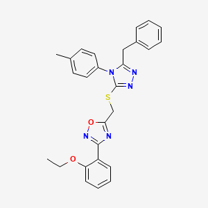 5-({[5-benzyl-4-(4-methylphenyl)-4H-1,2,4-triazol-3-yl]sulfanyl}methyl)-3-(2-ethoxyphenyl)-1,2,4-oxadiazole