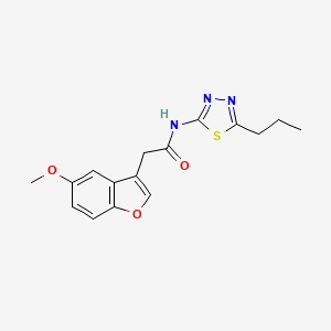 molecular formula C16H17N3O3S B11379702 2-(5-methoxy-1-benzofuran-3-yl)-N-(5-propyl-1,3,4-thiadiazol-2-yl)acetamide 