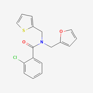 2-chloro-N-(furan-2-ylmethyl)-N-(thiophen-2-ylmethyl)benzamide