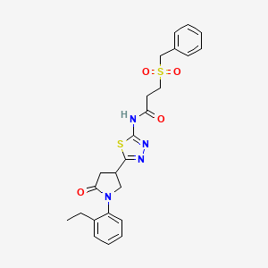 3-(benzylsulfonyl)-N-{5-[1-(2-ethylphenyl)-5-oxopyrrolidin-3-yl]-1,3,4-thiadiazol-2-yl}propanamide